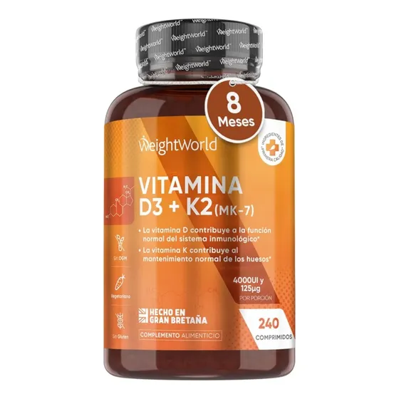 Vitamina D3 Y K2 4000 Ui Mk7 240 Comprimidos Uk