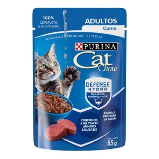 Alimento Cat Chow Gato Adulto Sabor Carne 12 Sobres X 85g