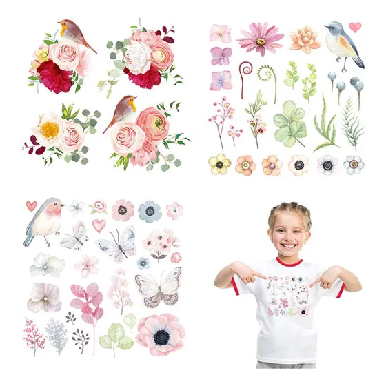 Parche Para Planchar 4 Hoja Niña Aplique Ropa Camiseta Flor