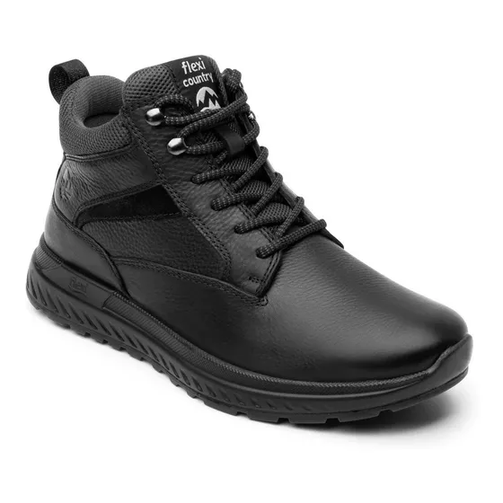 Bota Botita Flexi Country Piel Cintas Hombre 403009 Negro