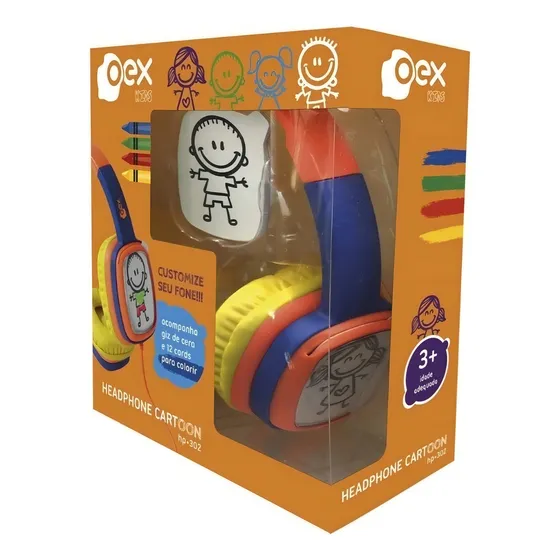 Headphone Fone De Ouvido Oex Hp302 Infantil Cartoon