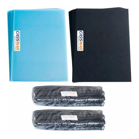 Kit 400 Capas E 200 Espirais Preto - 07mm