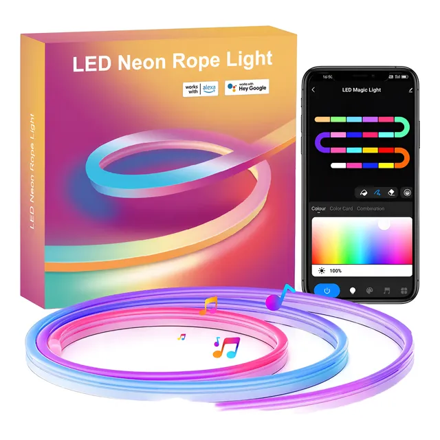 Luces Neon Led Rgb 5m Flexible Manguera Pared Wifi App Music