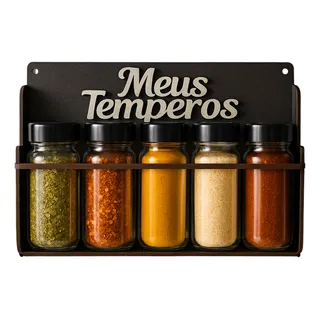Porta Temperos Organizador Com 05 Potes Cozinha De Parede Porta Temperos Organizador Com 05 Potes Cozinha De Parede