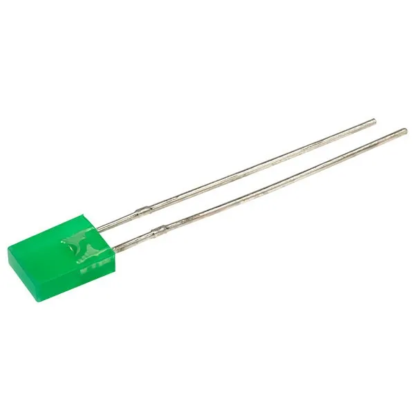 Kit X50 Led Rectangular 2x5mm Verde Lente Difuso
