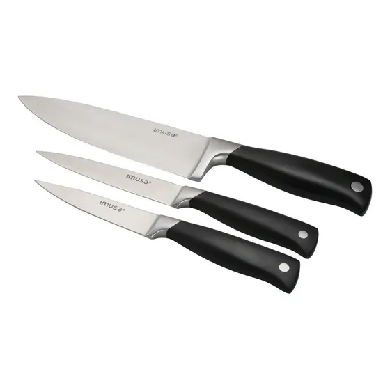 Set de 3 cuchillos multiusos chef Talent Master Imusa Color Negro