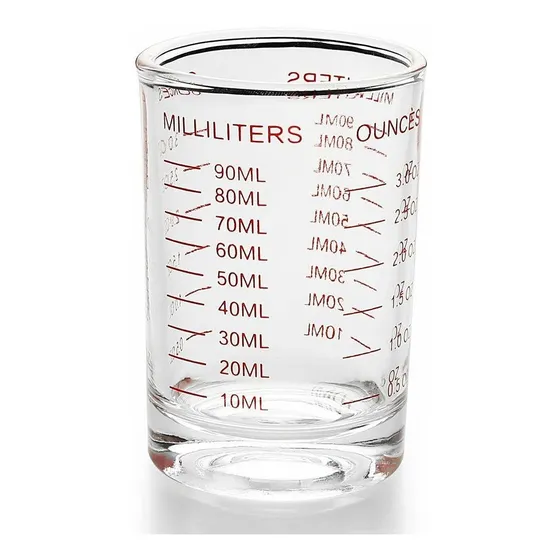Ncnnwovf 1 Vaso Medidor 3 Onza 3.0 Fl Oz Vidrio Pesado Roja
