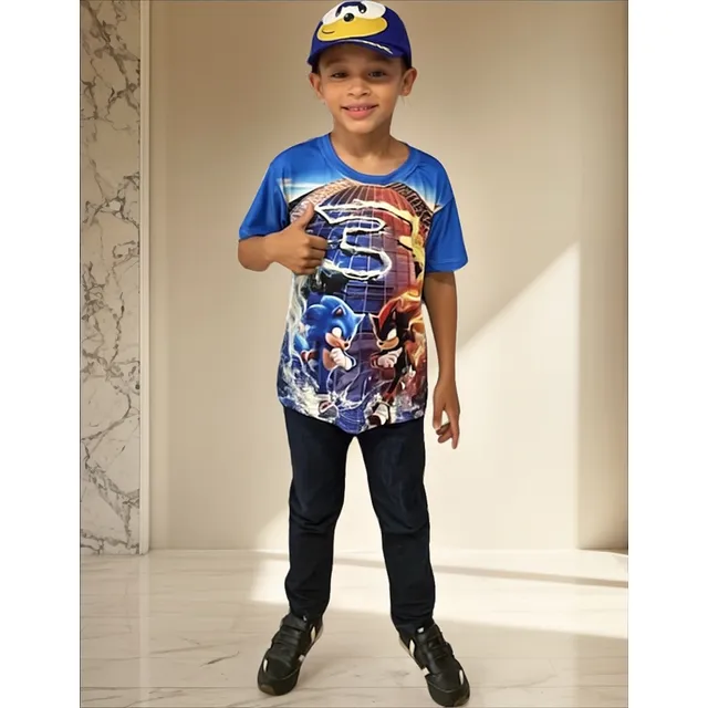 Camisa Camiseta Infantil Sonic 3 Filme Shadow Knuckles