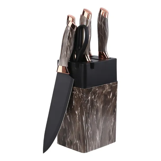 Juego 5 Cuchillos + Tijera Acero Inoxidable Chef Profesional