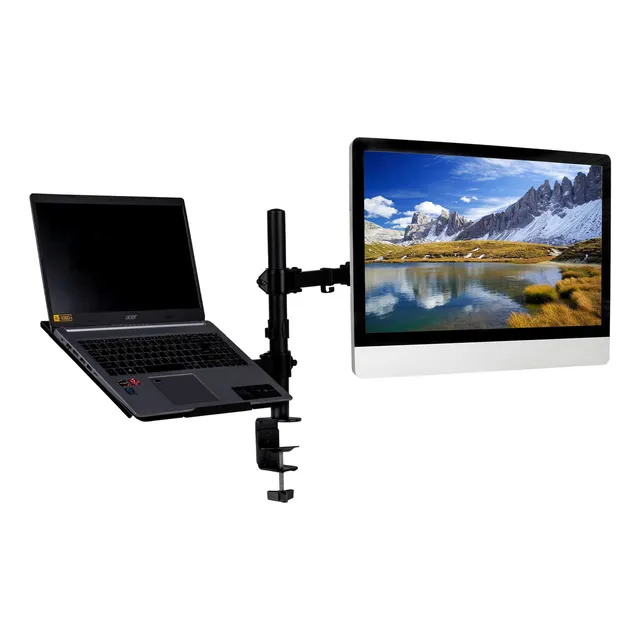 Magma Life Soporte para Laptop y Monitor Soporte Dual para Fijar en el Escritorio, Carga hasta 8kg, Estructura Duradera de Acero Laminado