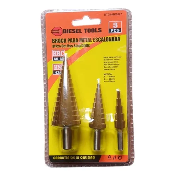 Broca Escalonada Mecha Conicas  12-20-32 Mm  Diesel Tools