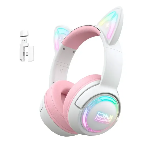 Auriculares Gamer Onikuma Gt838 Triple Conexión Rgb Mic Rosa