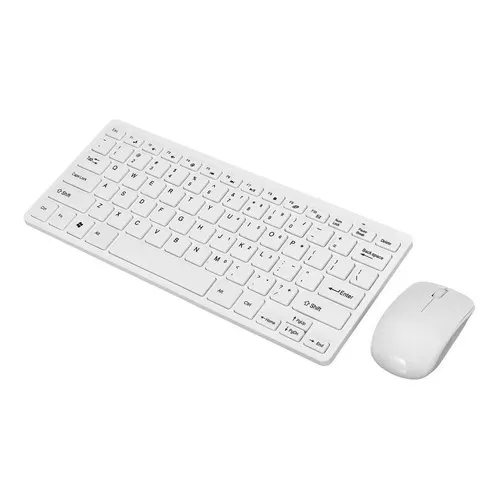 Kit Mini Teclado + Mouse Óptico Inalámbrico Para Pc Mac Color Del Teclado R-p0527 K03 Teclado Blanco