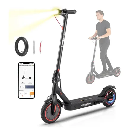 Honeywhale M2 Pro Patinete Elétrico Adulto, 500w Scooter Elétrica, Velocidade Máxima De 32 Km/h, 22 Km De Autonomia, Honey Whale Patinete Juvenil Com Controle De Aplicativo Bluetooth Preto