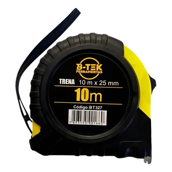 Trena Profissional 10 Metros Aço Emborrachada 25mm Com Trava B-Tek