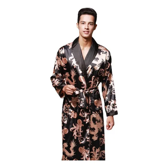 Conjuntos De Pijamas Luxuosos De Cetim Com Estampa Longa De 