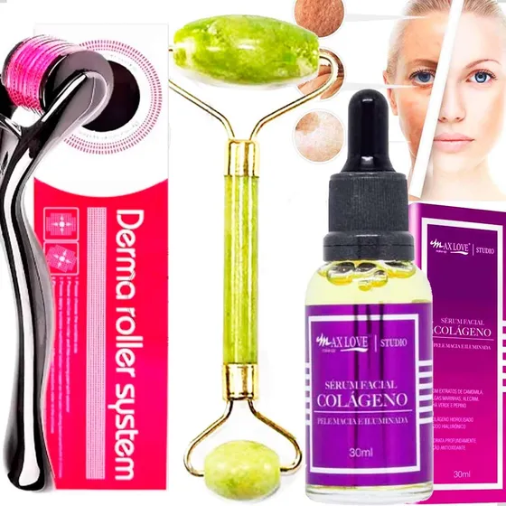 Rolo Derma Microagulhamento + Colágeno Original + Jade Pedra