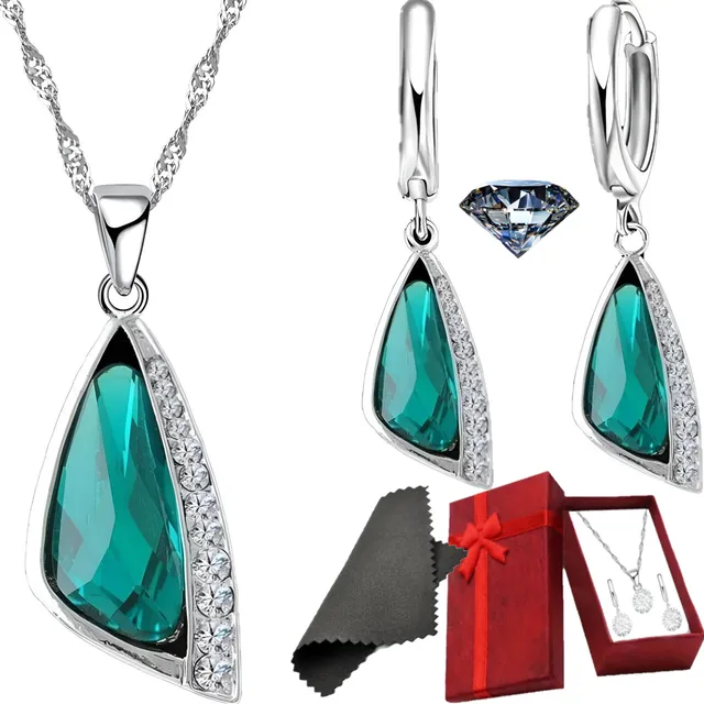 Conjunto Set Plata 925 Collar Pendientes Amor Regalo Aros