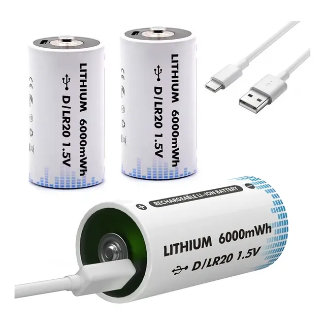 2 Baterías Recargable Tipo D Pilas 1.5v 6000mwh Tipo C Lr20