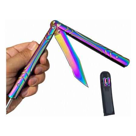 Canivete Faca Butterfly Borboleta Afiado Rainbow Color Canivete Faca Butterfly Borboleta Afiado Rainbow Color