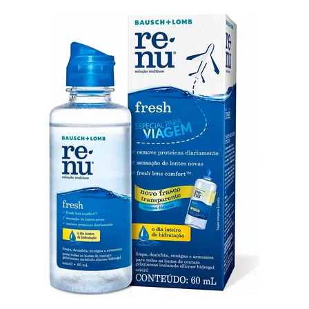 Renu Fresh Solução Multiuso para Lentes de Contato 60 mL Limpeza