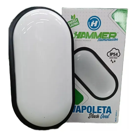 Vapoleta Led 20w Ovalada Negra / Blanca Hammer