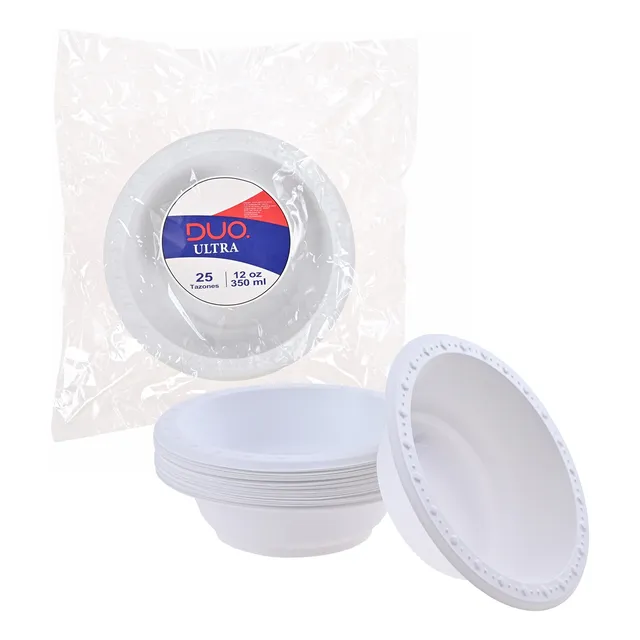 150 Platos Hondo Desechables 350ml (6 Paq C/25 Pzas C/u)
