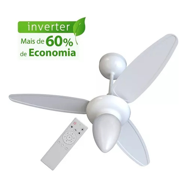 Ventilador De Teto Inverter Wind C/ Controle Bivolt Ventisol Cor Da Estrutura Branco Cor D...