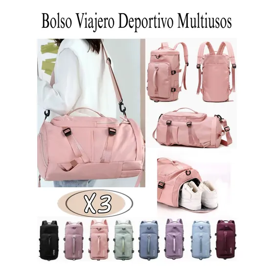 Bolso Viajero 3pzas Mayor Mochila Sport Multiuso Impermeable