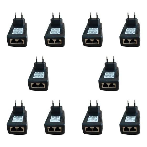 Kit 10 Pcs Fonte Poe 48v 0,5a Access Point Roteadores