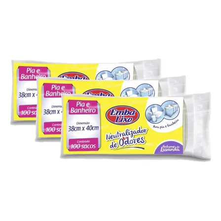 Saco De Lixo Banheiro Pia Perfumado Lavanda Kit 300 Unidades
