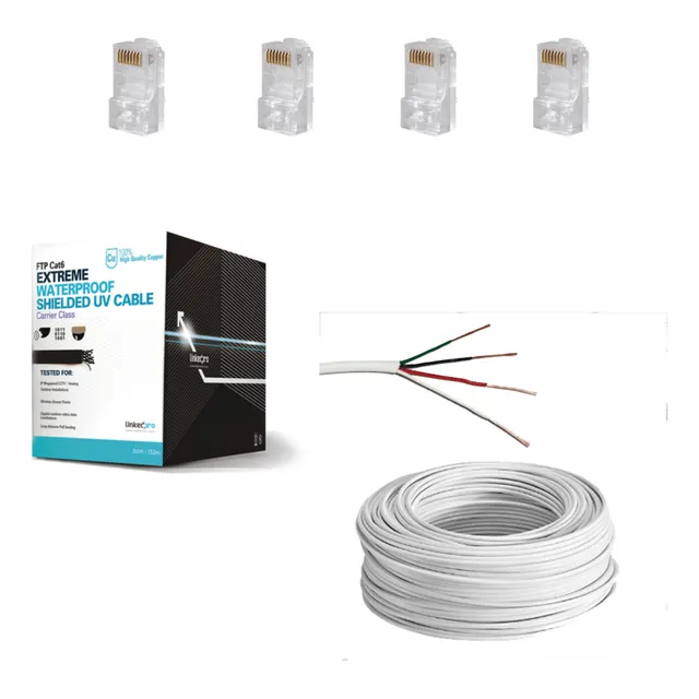 Kit De 152mts Cat6 Negro / 150mts Cable Awg C18 + Conexiones