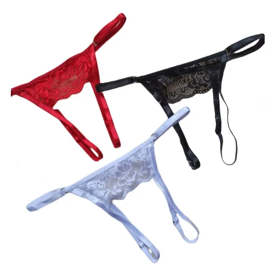 Hilo Ajustable Lencería Erótico Panty Encaje Pack X 3