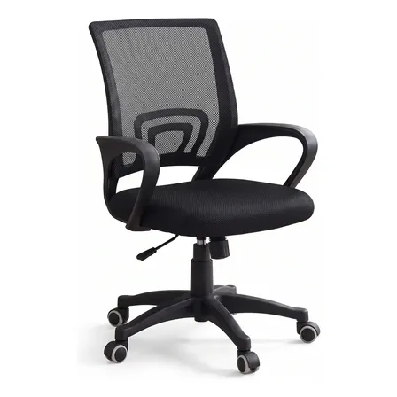 Silla De Oficina Top Living Silla Ejecutiva Giratoria con Base Plástico Tapizado Malla Color Negro