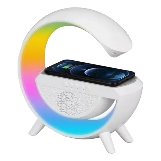 Lampara Led Parlante Luces Rgb Cargador Inalámbrico Reloj G