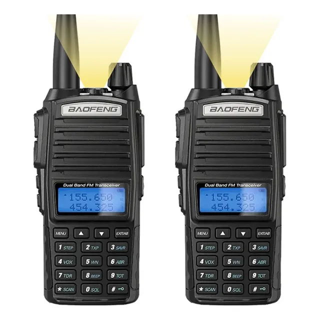 2 Radios Walkie Talkie Baofeng Uv82 Uhf/vhf 128 Canale 8km Bandas de frecuencia VHF/UHF Color Negro