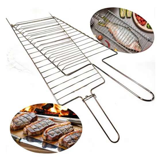 Grelha Dupla Churrasco 64 X 21cm Frango Peixes Carnes