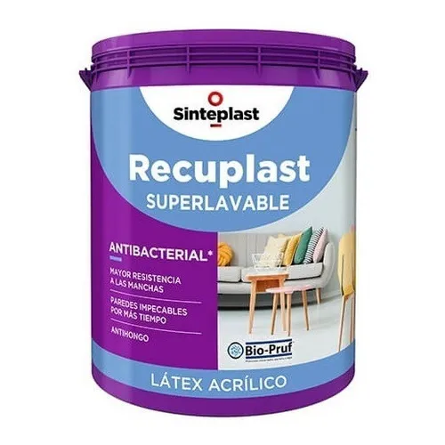 Sinteplast Recuplast Superlavable látex interior mate color blanco 4L