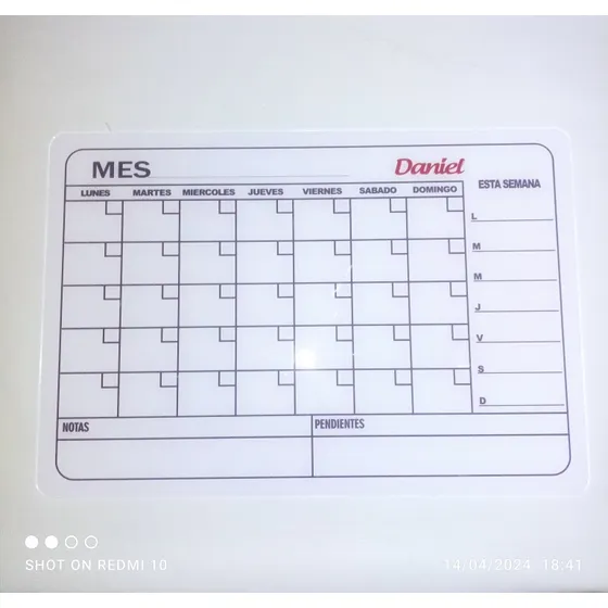 Calendario Anual Planificador En Acrílico. 