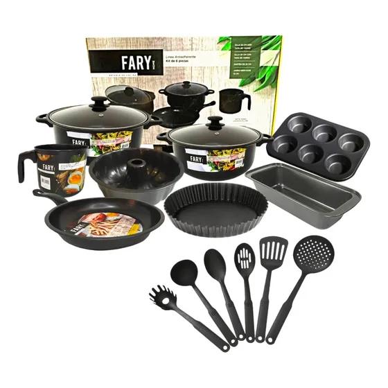Mega Combo Juego Bateria Ollas Reposteria Fary Home 14pz 