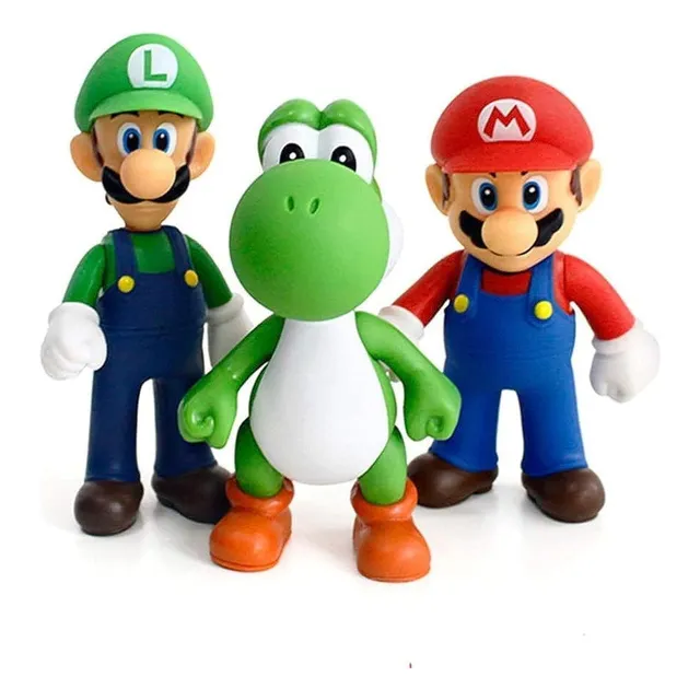 Conjunto De 3 Figuras De Acción De Mario Bros, Luigi, Yoshi.