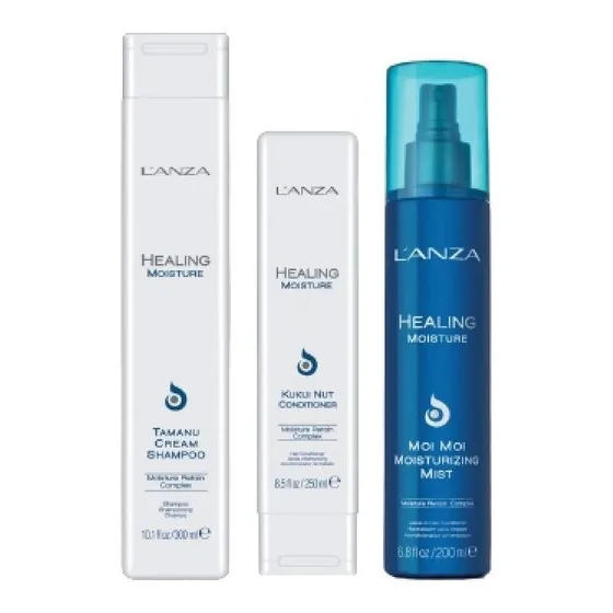 Moisture Lanza Shampoo, Cond + Leave-in Moi Moi Moisturizing