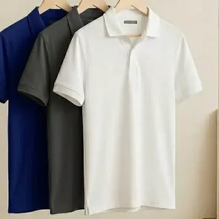 Kit 3 Camisas Polo Masculina Básica Lisa - Diversas Cores Azul/branco/chumbo Lis