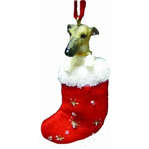 Adorno De Calcetín Navideño De Galgo Con  Pequeños A...