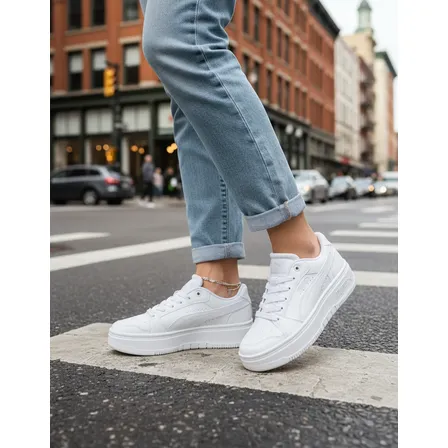 Tênis Puma Feminino Rebound Femme Plataforma Casual Original Branco/cinza Lisa 37
