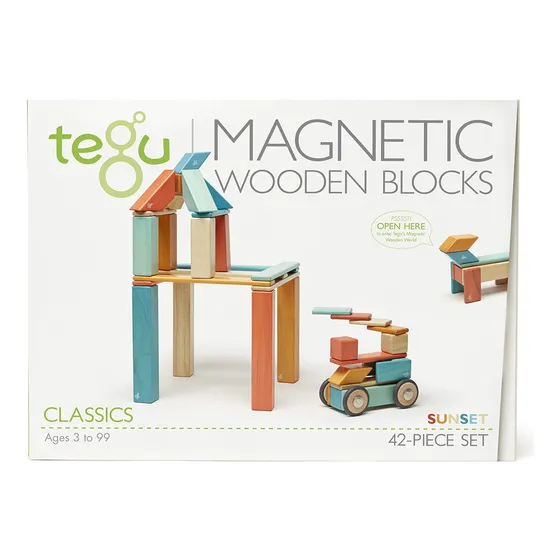 Juego De Bloques Magnéticos De Madera 42 Piezas Sunset