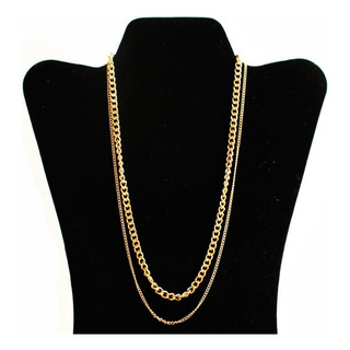 Collar Con Cadena Doble En Color Dorado Collar Con Cadena Doble En Color Dorado