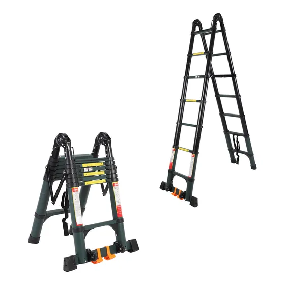 4.4m Escalera Telescópica Tijera Aluminio (naranja/verde)