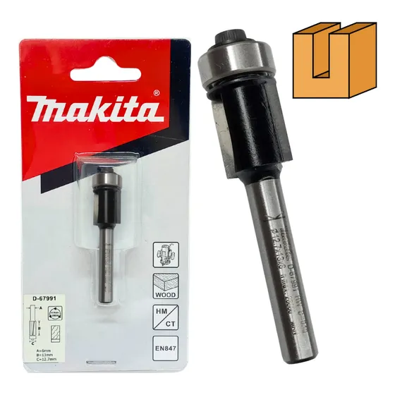Fresa Reta Com Rolamento Dupla Makita Haste 6mm D-67991