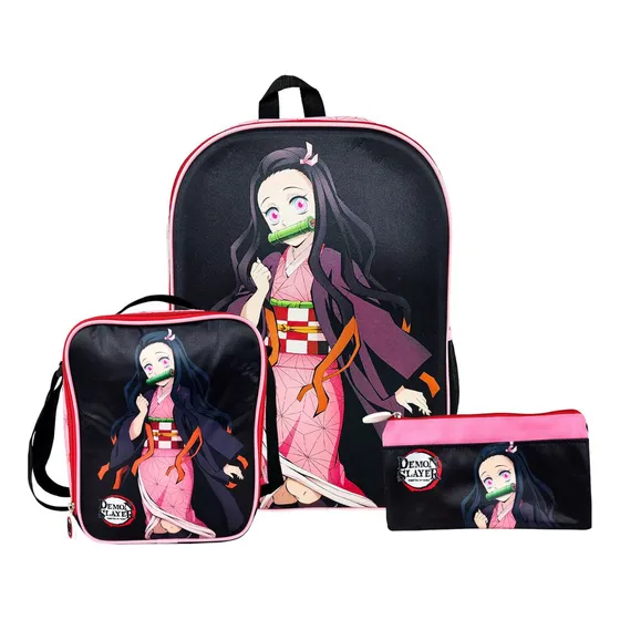 Scool Ranger Mochila Lonchera Cartuchera Demon Slayer Flat Color Multicolor Diseño De La Tela Multicolor